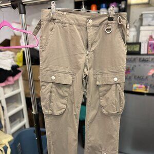 Adora Los Angeles Low-Rise Straight Cargo Pants - Khaki Olive - Size Small